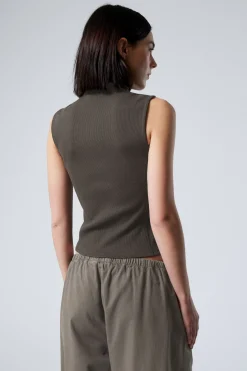 ÄRMELLOSES, GERIPPTES ZIP-TOP|Weekday Cheap