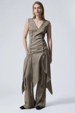 ÄRMELLOSES MIDIKLEID MIT SCHNÜRUNG|Weekday Best Sale
