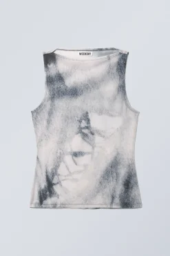 ÄRMELLOSES TOP MIT PRINT UND U-BOOT-AUSSCHNITT|Weekday Hot