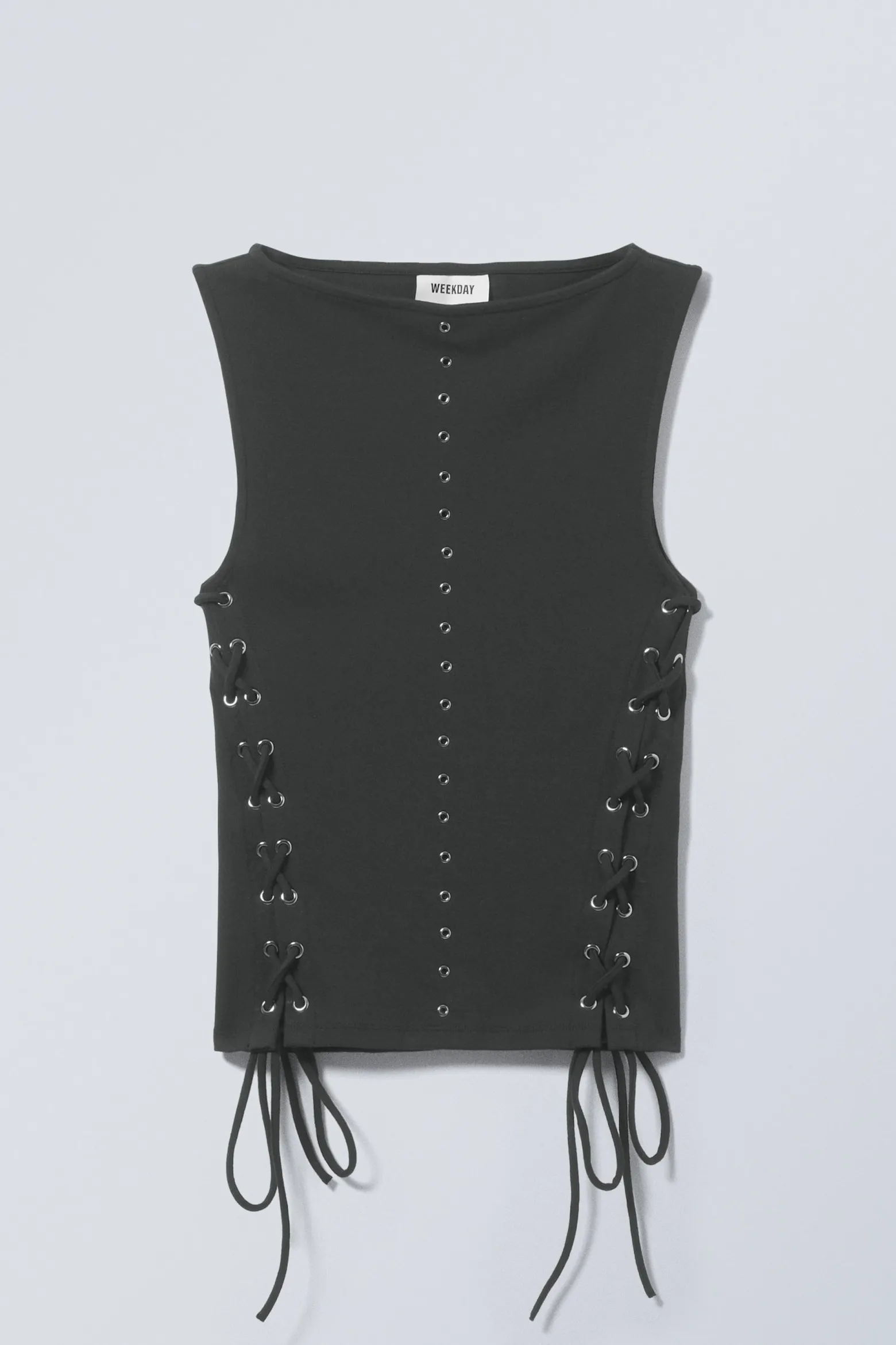 ÄRMELLOSES TOP MIT ÖSEN UND SCHNÜRUNG|Weekday Outlet