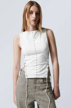 ÄRMELLOSES TOP MIT ÖSEN UND SCHNÜRUNG|Weekday Cheap