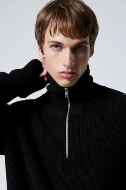 ROLLKRAGENPULLOVER AUS WOLLMISCHUNG MIT HALF-ZIP|Weekday Fashion