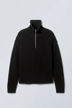 ROLLKRAGENPULLOVER AUS WOLLMISCHUNG MIT HALF-ZIP|Weekday Fashion