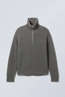 ROLLKRAGENPULLOVER AUS WOLLMISCHUNG MIT HALF-ZIP|Weekday Outlet