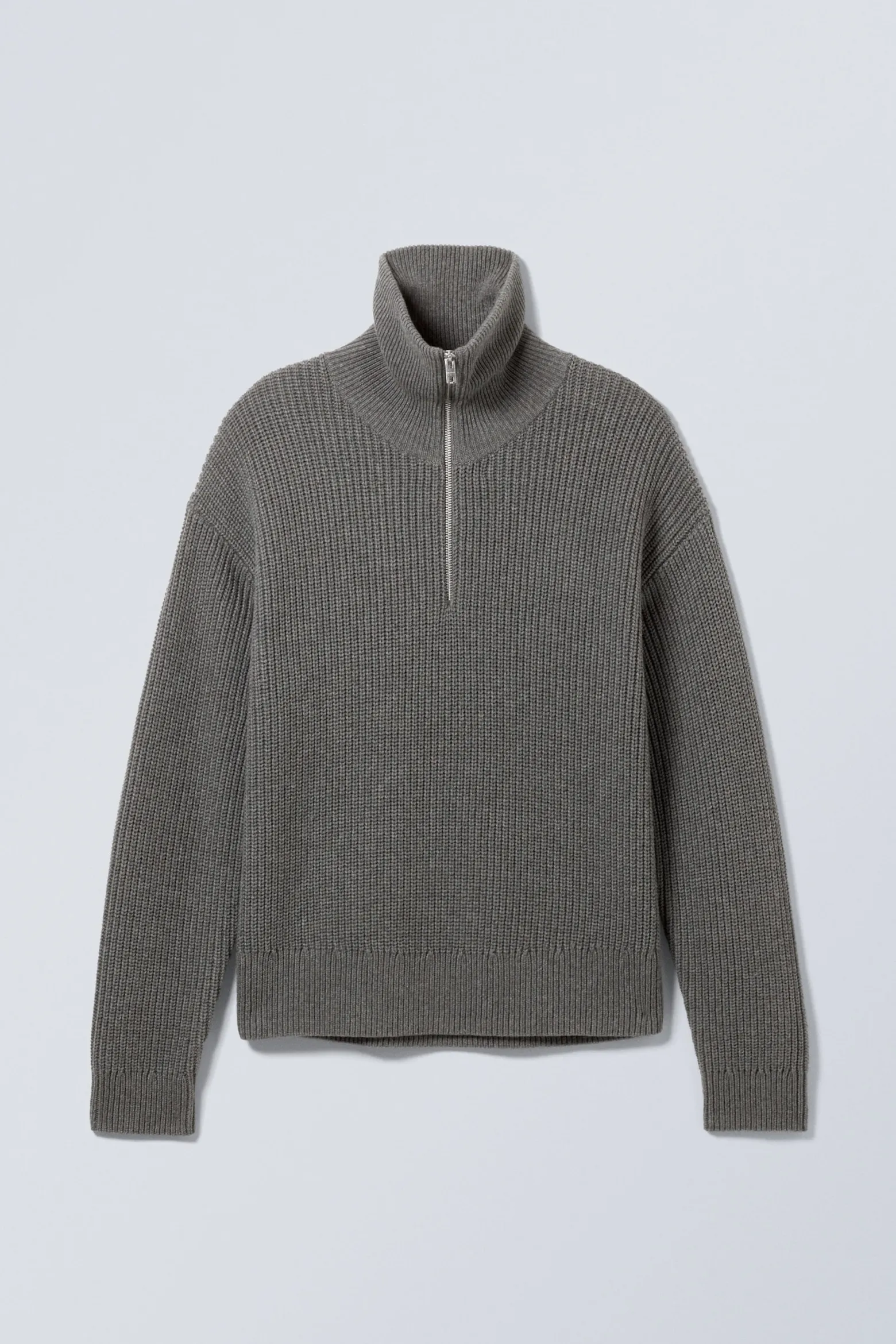 ROLLKRAGENPULLOVER AUS WOLLMISCHUNG MIT HALF-ZIP|Weekday Outlet