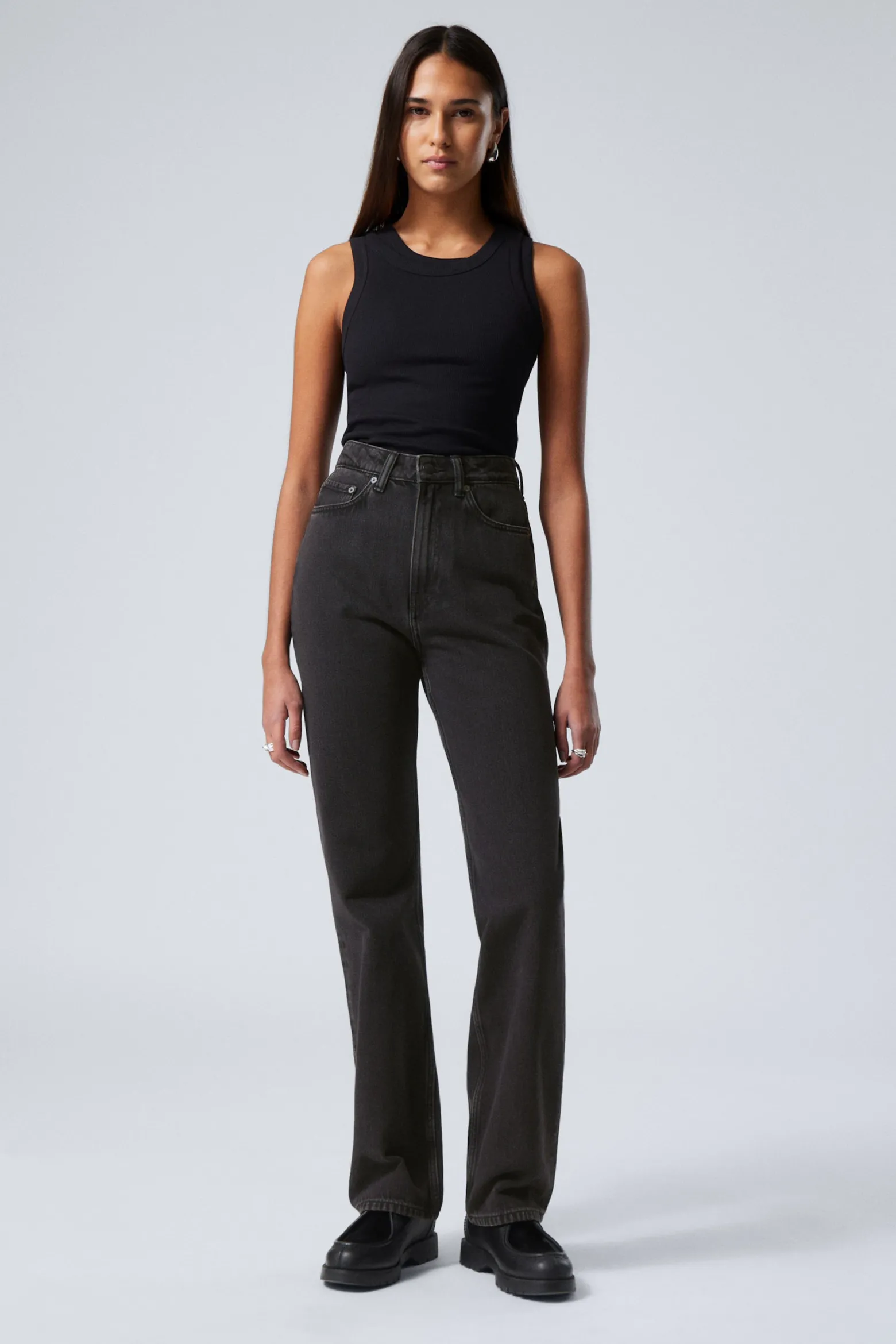 ROWE SUPER HIGH WAISTED REGULAR STRAIGHT LEG JEANS|Weekday Shop
