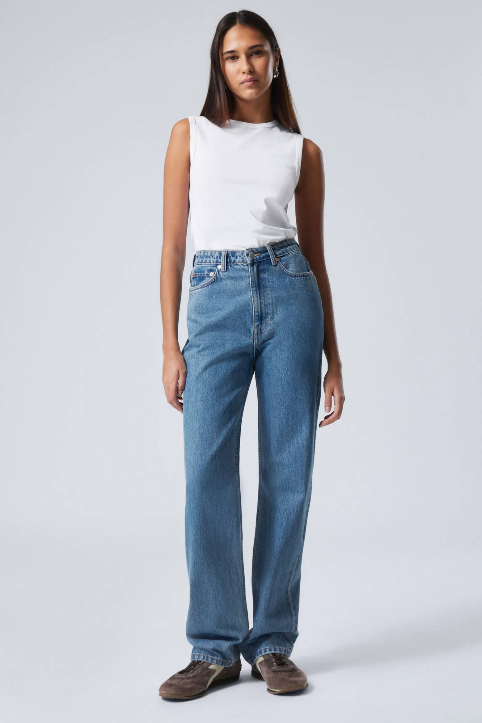 ROWE SUPER HIGH WAISTED REGULAR STRAIGHT LEG JEANS|Weekday Hot