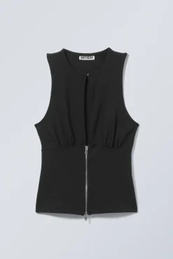 SCHMAL GESCHNITTENES, ÄRMELLOSES ZIP-TOP|Weekday Fashion
