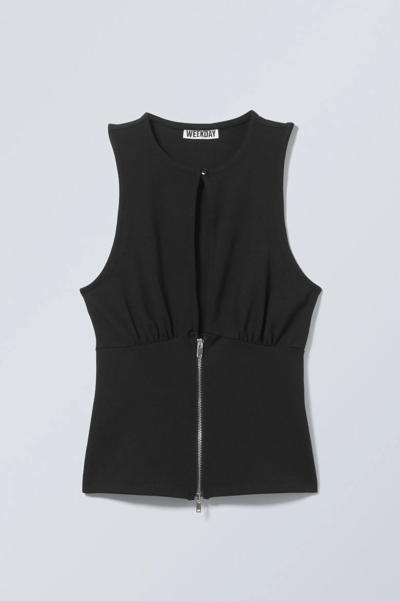 SCHMAL GESCHNITTENES, ÄRMELLOSES ZIP-TOP|Weekday Fashion