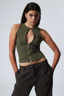 SCHMAL GESCHNITTENES, ÄRMELLOSES ZIP-TOP|Weekday Cheap