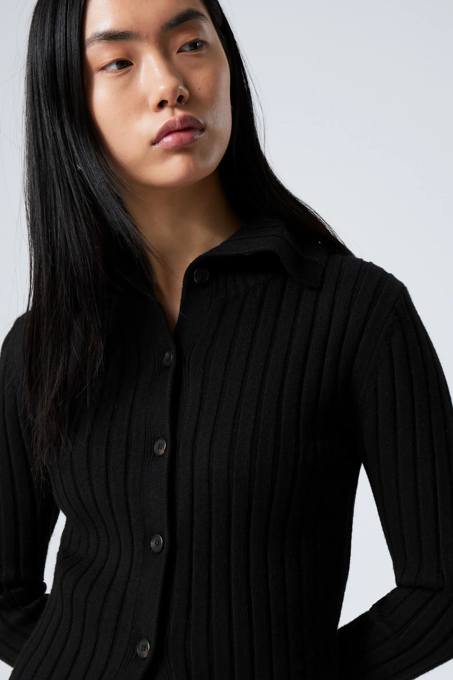 SCHMALER STRICK-CARDIGAN MIT ROLLKRAGEN|Weekday Best Sale
