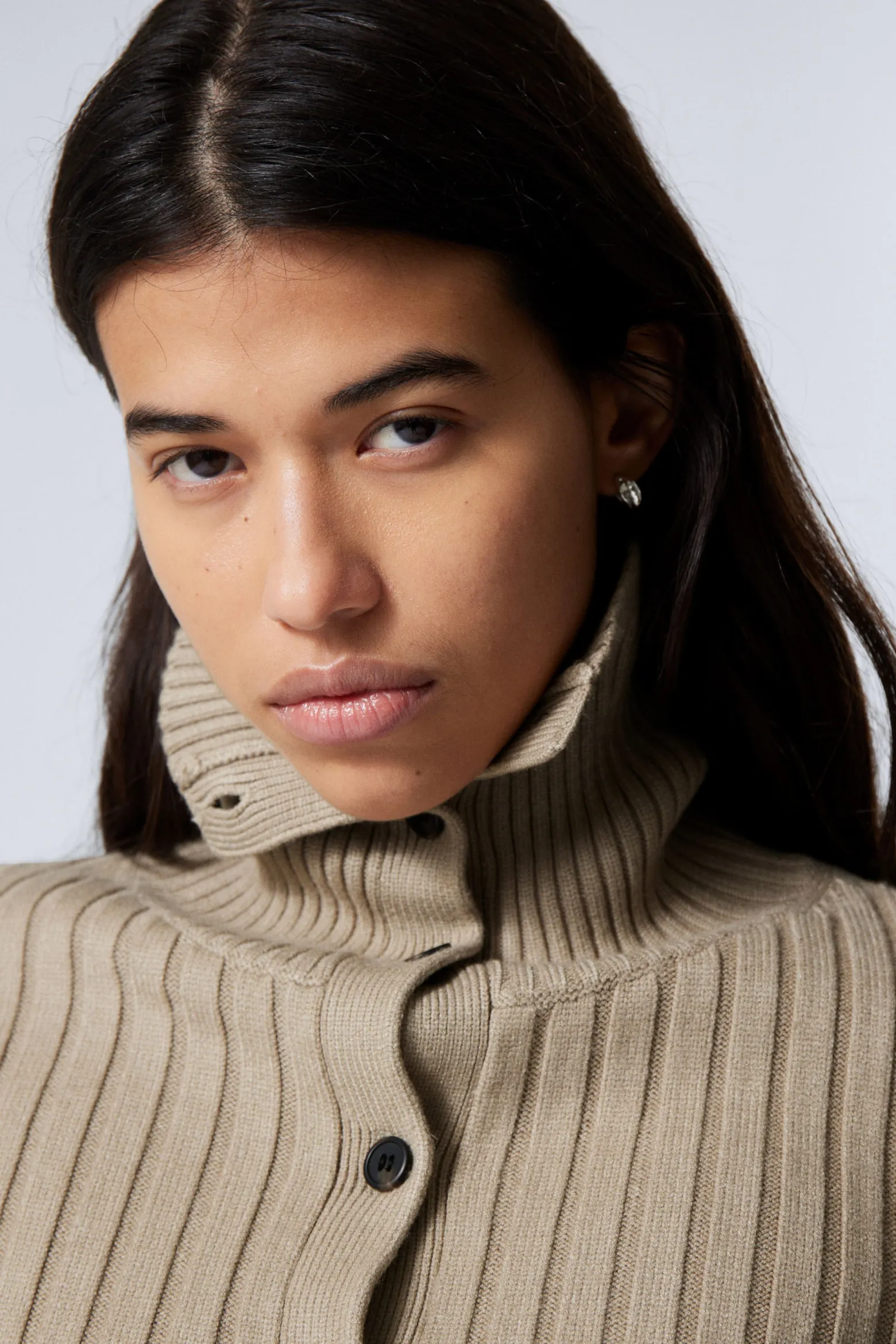 SCHMALER STRICK-CARDIGAN MIT ROLLKRAGEN|Weekday Best Sale