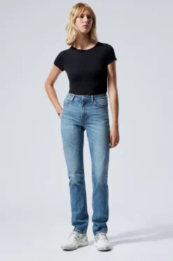 SMOOTH HIGH WAISTED SLIM LEG JEANS|Weekday New
