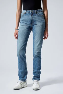 SMOOTH HIGH WAISTED SLIM LEG JEANS|Weekday New