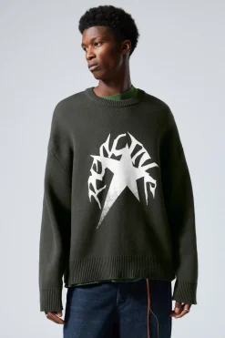 STRICKPULLOVER MIT PRINT CYPHER|Weekday Best Sale