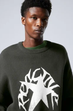 STRICKPULLOVER MIT PRINT CYPHER|Weekday Best Sale