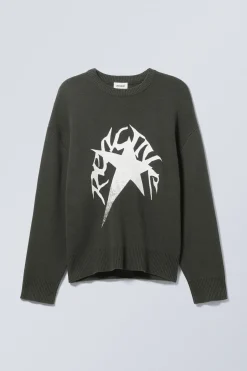 STRICKPULLOVER MIT PRINT CYPHER|Weekday Best Sale
