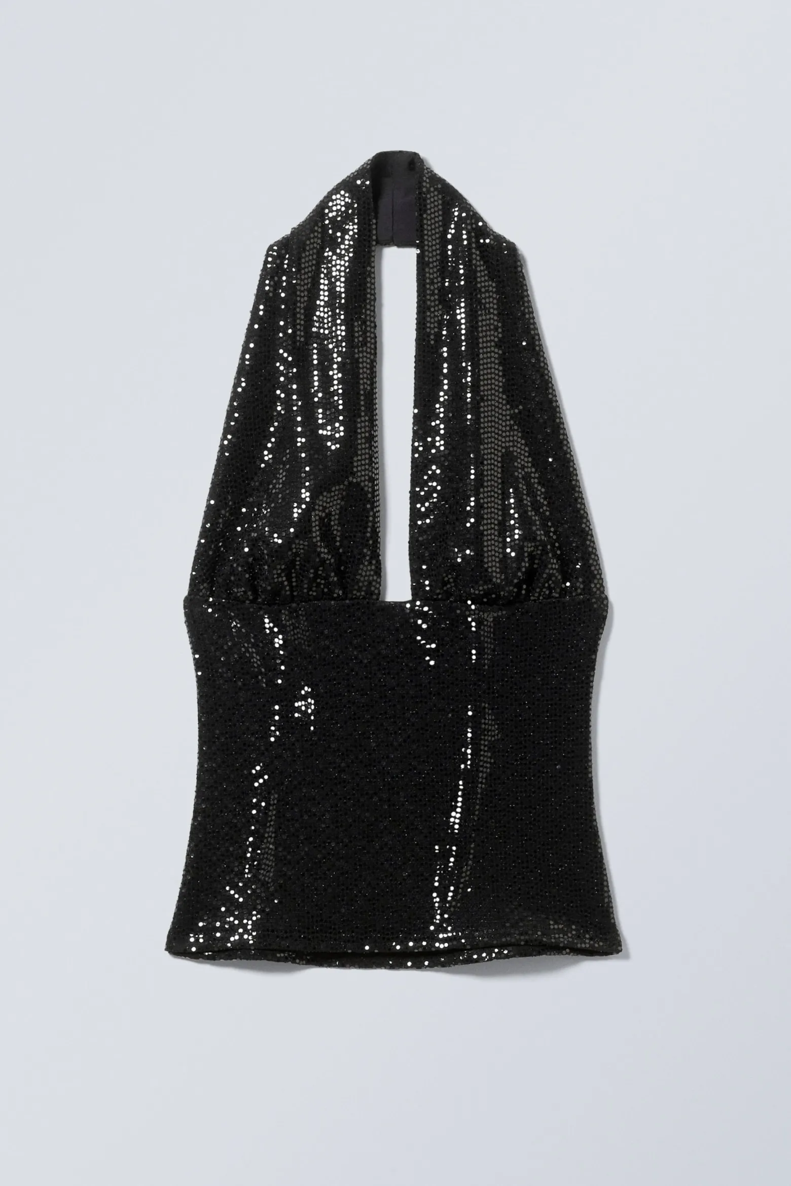 TIEF AUSGESCHNITTENES NECKHOLDER-PAILLETTEN-TOP|Weekday New