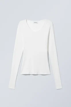 TRANSPARENTES, GERIPPTES LANGARM-TOP|Weekday Best