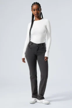 TWIG CURVE MID WAIST SLIM STRAIGHT LEG JEANS|Weekday New