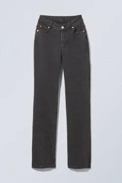 TWIG CURVE MID WAIST SLIM STRAIGHT LEG JEANS|Weekday New