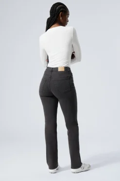 TWIG CURVE MID WAIST SLIM STRAIGHT LEG JEANS|Weekday New
