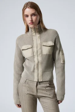 VERWASCHENER RIPPSTRICK-CARDIGAN MIT ZIPPER|Weekday Clearance