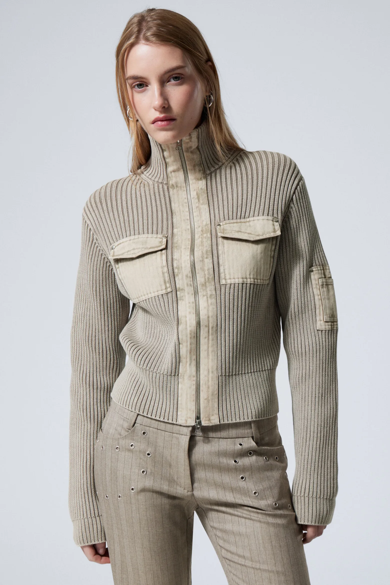 VERWASCHENER RIPPSTRICK-CARDIGAN MIT ZIPPER|Weekday Clearance