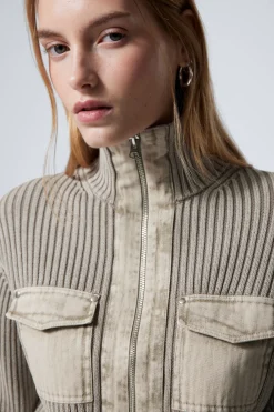 VERWASCHENER RIPPSTRICK-CARDIGAN MIT ZIPPER|Weekday Clearance