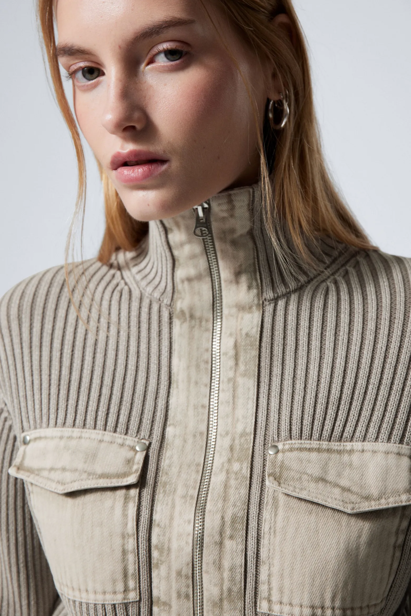VERWASCHENER RIPPSTRICK-CARDIGAN MIT ZIPPER|Weekday Clearance