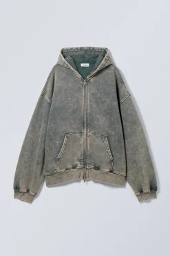 WASHED LOOSE FIT ZIP HOODIE|Weekday Discount