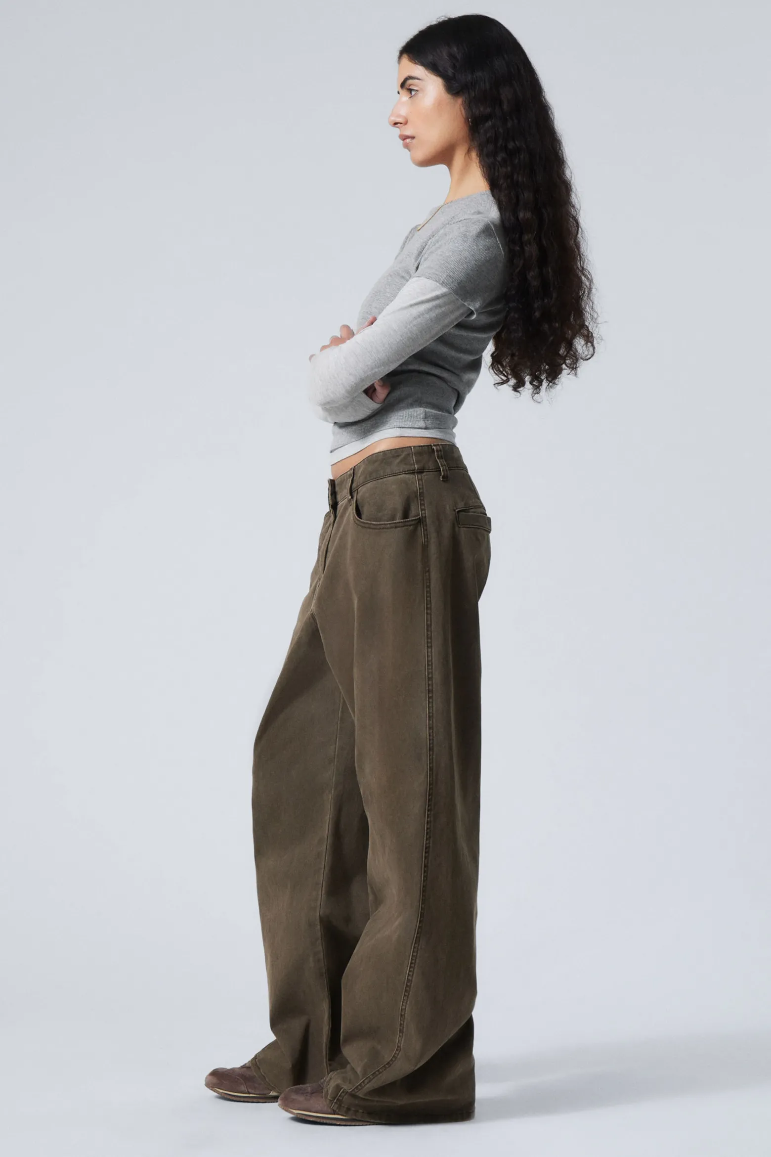 WEITE BAUMWOLLHOSE IN WASHED-OPTIK|Weekday Store