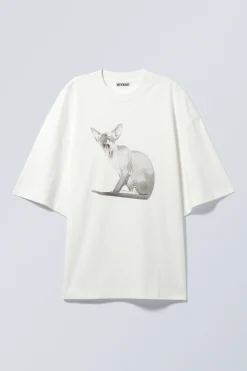 WEITES OVERSIZE-T-SHIRT MIT PRINT|Weekday Flash Sale