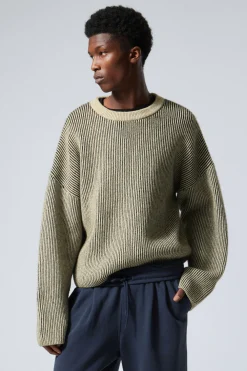 ZWEIFARBIGER STRICKPULLOVER AUS WOLLMISCHUNG|Weekday Sale