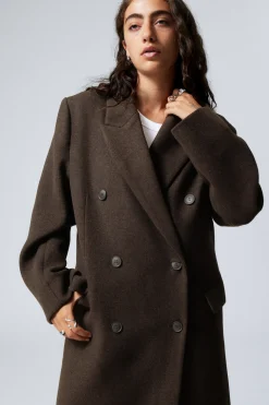 ZWEIREIHIGER OVERSIZED-MANTEL AUS WOLLMISCHUNG|Weekday Shop