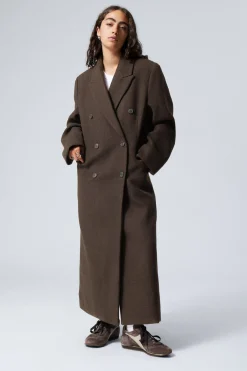 ZWEIREIHIGER OVERSIZED-MANTEL AUS WOLLMISCHUNG|Weekday Shop